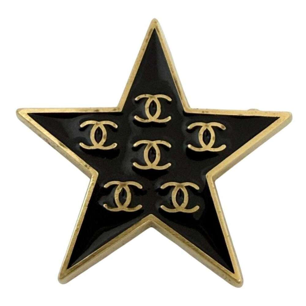 CHANEL Black Logo Brooch